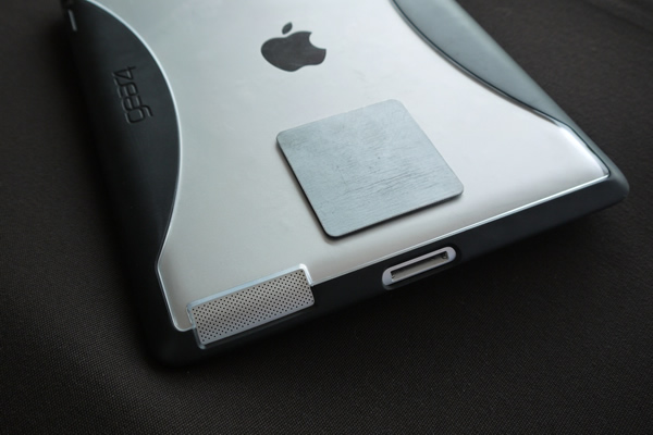 iPad case with plate attached